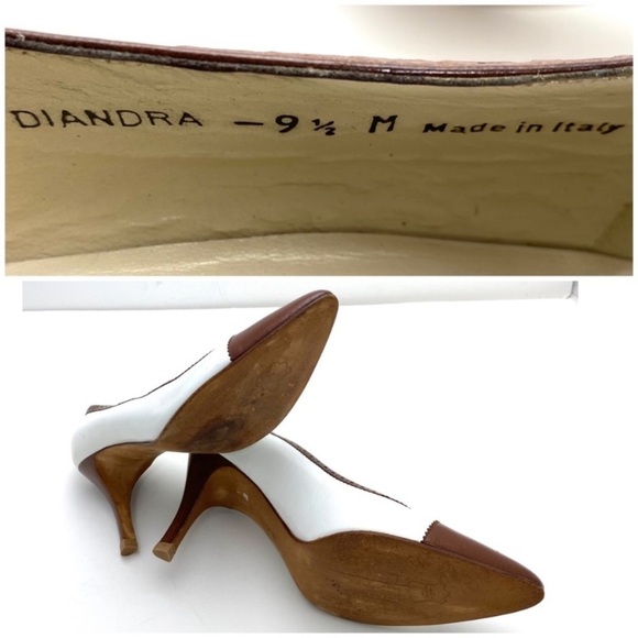 BALLY Diandra Cap toe Leather Pumps in White with Brown - Picture 9 of 9